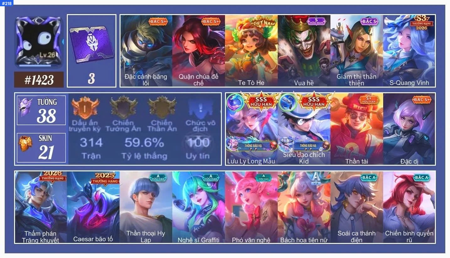 Acc Liên Quân Mobile #218